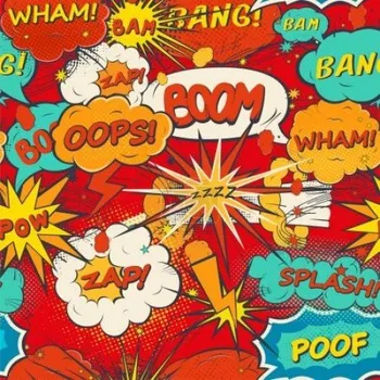 Milano, sportovní funkční materiál, komiks BOOM červený, látka, metráž