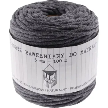 Příze Bavlněný motouz Macramé 5mm/100m antracit, cívka