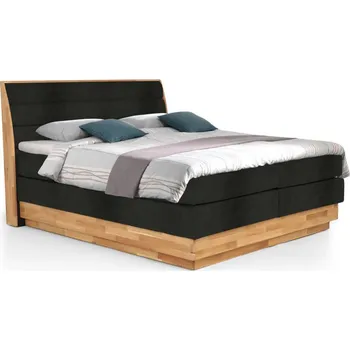 Postel Černá postel boxspring masiv dub s úložným prostorem Richard 160x200