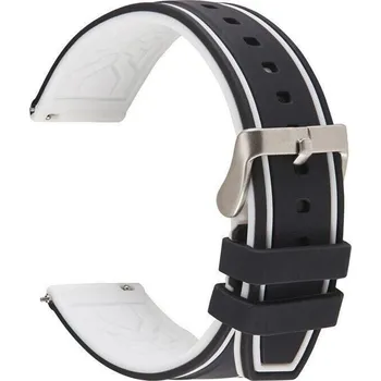 Příslušenství k chytrým hodinkám eses Silikonový řemínek dvoubarevný proužek - Černo bílý, 22 mm