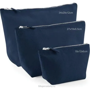 Kosmetická taška Jednoduchá kosmetická taška se zipem, pevná bavlna, tmavě modrá, 18x12x9,5cm