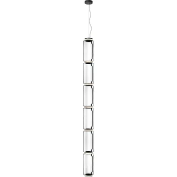 Flos F0282000 Noctambule S6 High Cylinder, závěsné svítidlo ze skla, 7x9W LED 2700K, výška 322cm