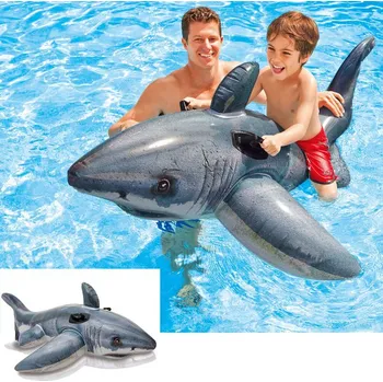 NAFUKOVACÍ ŽRALOK (Nafukovací hračka - vozítko do vody s pevnými držadly a realistickým designem bílého žraloka.)