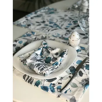 Papírový ubrousek Látkový ubrousek VĚTVIČKA MODRÁ 35x35 CM