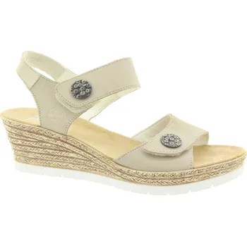 Dámské sandále RIEKER Dámské krémové sandály na klínku 619B9-60-355 Velikost 41