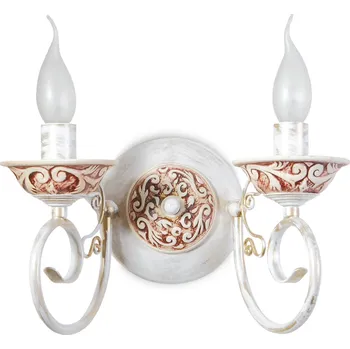 Nástěnné svítidlo Light for home - Nástěnné svítidlo z kovu a keramických prvků 10812 "AFINA", 2x40W, E14, bílá, zlatá, patina