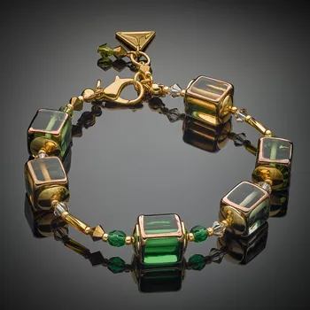 Náramek Lampglas Luxusní dámský náramek Lemon Grass z perel Lampglas