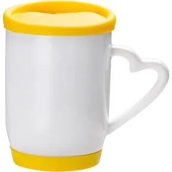 Hrnek s víčkem a podšálkem Barva: Žlutá, Motiv: BEZ POTISKU