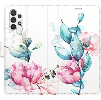 Pouzdro na mobilní telefon Flip pouzdro iSaprio - Samsung Galaxy A32 - Beautiful Flower - kapsičky na karty (Knížkový flip kryt, obal, pouzdro iSaprio na mobil Samsung Galaxy A32 - Beautiful Flower - 360° ochrana telefonu, přihrádka na karty a hotovost, funkce stojánku, pevná TPU)