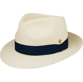 Klobouk Exkluzivní panamský klobouk Fedora s modrou stuhou- Mayser Manuel - UV faktor 80 Velikost: 59 cm (L)