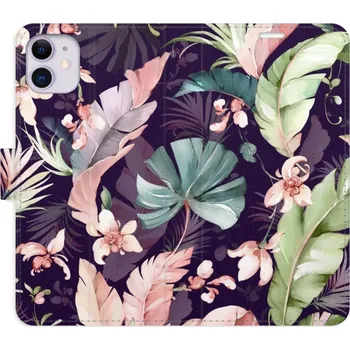 Pouzdro na mobilní telefon Flip pouzdro iSaprio - Apple iPhone 11 - Flower Pattern 08 - kapsičky na karty (Knížkový flip kryt, obal, pouzdro iSaprio na mobil Apple iPhone 11 - Flower Pattern 08 - 360° ochrana telefonu, přihrádka na karty a hotovost, funkce stojánku, pevná TPU)
