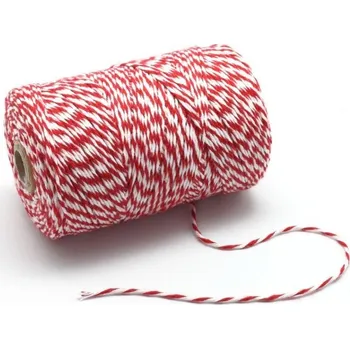 Bavlněná šňůrka červeno-bílá - 15mx2mm