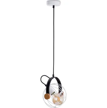 Light for home - Závěsné svítidlo na lanku 60444 "LEON", 1x60W, E27, bílá, černá kůže