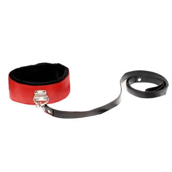 BDSM obojek LOLO kožený obojek s koženým vodítkem černočervený