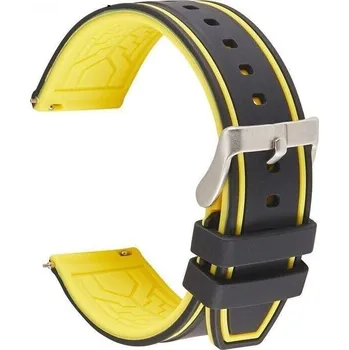 Příslušenství k chytrým hodinkám eses Silikonový řemínek dvoubarevný proužek - Černo žlutý, 22 mm