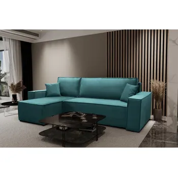 Sedací souprava Rohová rozkládací sedačka Karl - Modrá Lazur 9