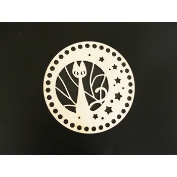 Dřevěné víko zdobené - 20 cm, vzor 7 - kočička