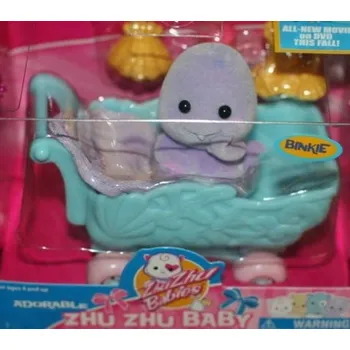 Panenka Zhu Zhu Babies Miminko v kočárku Binkie + 2 oblečky zdarma