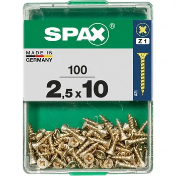 Spojovací materiál SPAX Vrut 2,5x10, zápustná hlava, PZ, YELLOX, 100 ks (M)