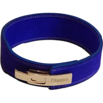 Opasek na cvičení TITANUS fitness Opasek s gravírovanou pákovou přezkou 10/8 (modrá) L