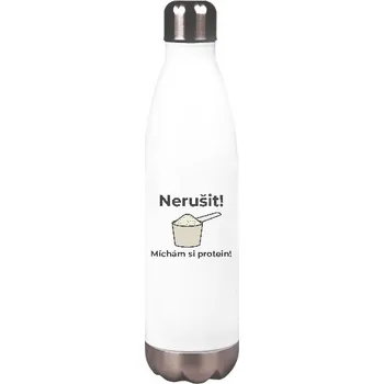 Láhev Sportovní kovová láhev s potiskem Nerušit! Míchám si protein!