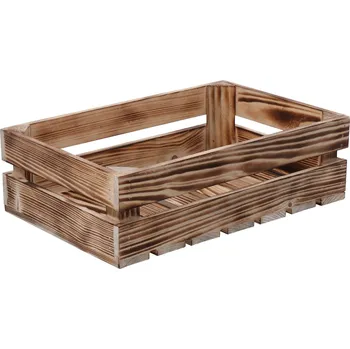 Úložný box Opálená dřevěná bedýnka 40 x 26 x 12 cm