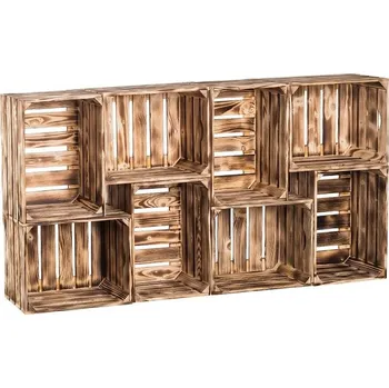 Knihovna Dřevěné opálené bedýnky knihovna 70 x 140 x 24 cm