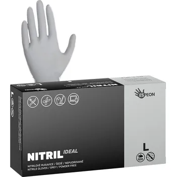 Vyšetřovací rukavice Espeon Nitrilové rukavice NITRIL IDEAL 100 ks, nepudrované, šedé, 3.5 g Velikost: L