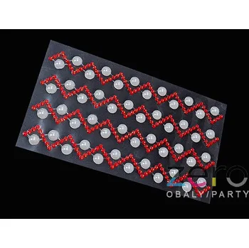 Svatební dekorace Perla a zig-zag samolepicí - perleťová/červená