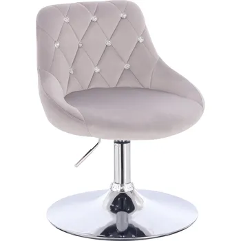 Otočné křeslo Kvam Diamonds velur na stříbrném talíři - šedá