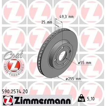 Brzdový kotouč Brzdový kotouč ZIMMERMANN 590.2574.20