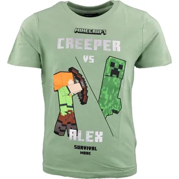 OFICIÁLNÍ LICENCE Tričko MINECRAFT zelené Creeper vs Alex, vel. 116