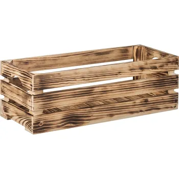 Úložný box Opálená dřevěná bedýnka 60 x 22 x 20 cm