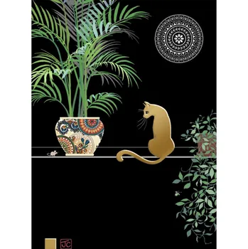 Luxusní přání BUG ART Kočka pod palmou (Blahopřání v obálce s kočkou, kočka)