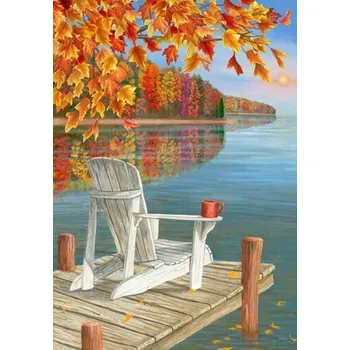 Diamantové malování Diamantové malování - Podzimní posezení u jezera (50x70)