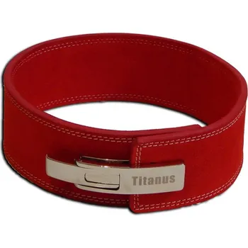 Opasek na cvičení TITANUS fitness Opasek s gravírovanou pákovou přezkou (červená) L