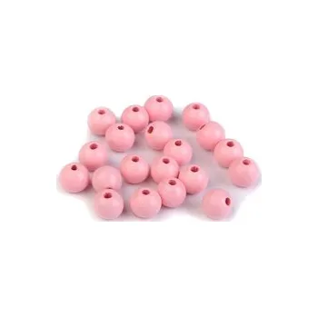 Dětské navlékací korálky Dřevěné korálky Ø 10 mm - světle růžová