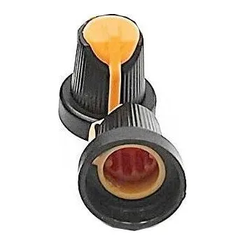 vypínač Přístrojový knoflík 15x17mm, hřídel 6mm černo-oranžový