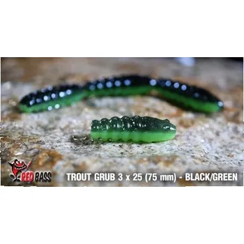 Umělá nástraha Larva REDBASS Trout Grub L_3x25mm_Black/Green