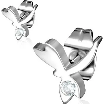 Náušnice Ocelové náušnice vážka s kamínkem