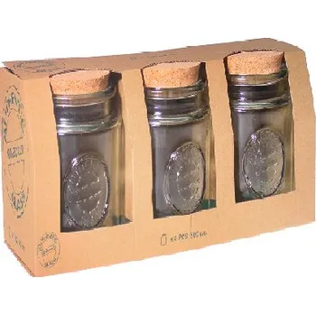 Dóza na potraviny Dóza z recyklovaného skla s kork. uzávěrem AUTHENTIC 0,8 L, set 3ks (balení obsahuje 1box)|Vidrios San Miguel|Recycled Glass