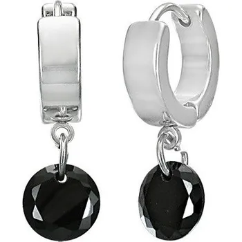 Náušnice Ocelové náušnice černými kameny