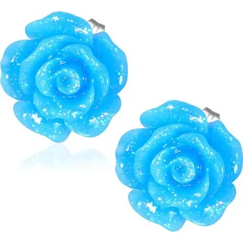 Náušnice Světle modrý květ - Ocelové náušnice