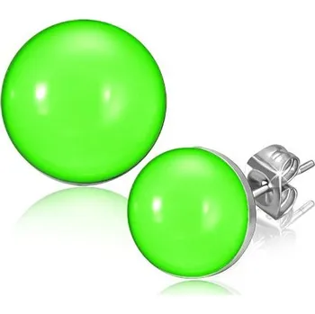 Náušnice Ocelové náušnice - jasná zelená barva