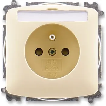 Elektrická zásuvka 5519A-A02352 C Zásuvka jednonásobná s ochranným kolíkem, s clonkami, s popisovým polem, slonová kost