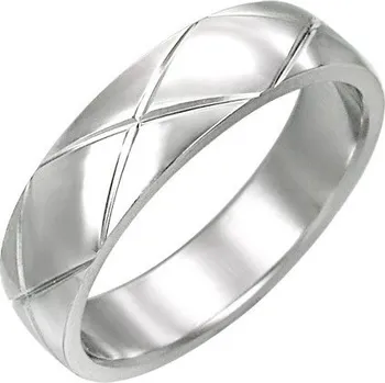 Prsten Ocelový prsten, rýhy do kříže 62