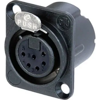 Elektrická zásuvka Neutrik NC6FD-LX-B-CON XLR konektor přírubová zásuvka, rovná Pólů: 6 černá 1 ks