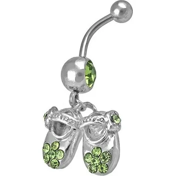 Piercing Ocelový piercing Obuv, Barva zirkonu: Zelená