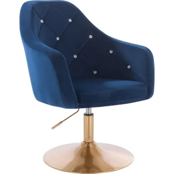 Křeslo Otočné křeslo Hamar Diamonds velur na zlatém talíři - modré