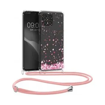 Průhledné pouzdro s designem třešňový květ pro Honor X8 - růžová